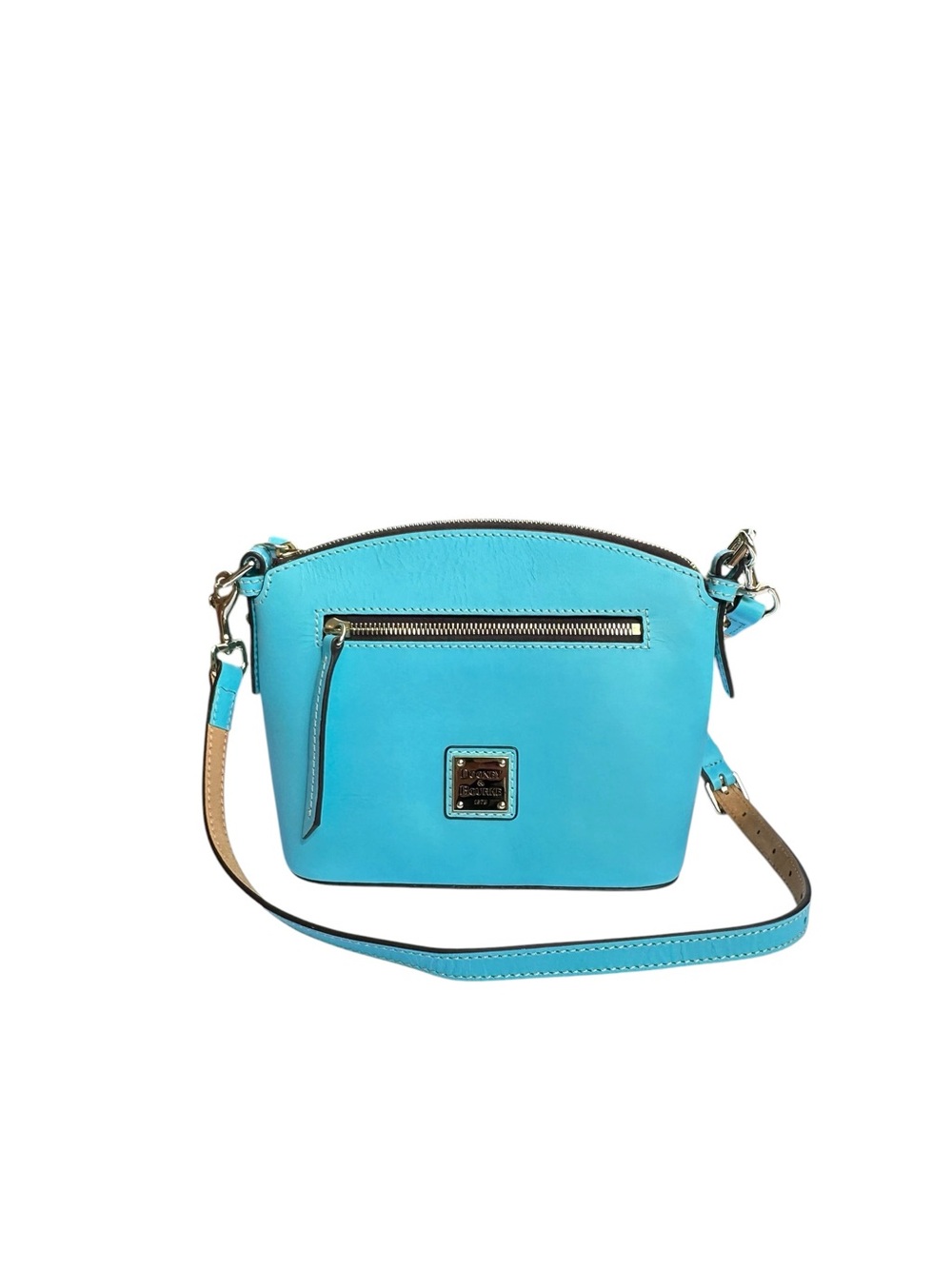 Dooney & Bourke Smooth Leather Small Domed Zip Crossbody Bag Turquoise - Picture 2 of 11